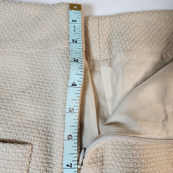 Vivienne Tam Beige Wool Textured A-Line Mini Skirt with Button Pockets Size 8 - Picture 5 of 12